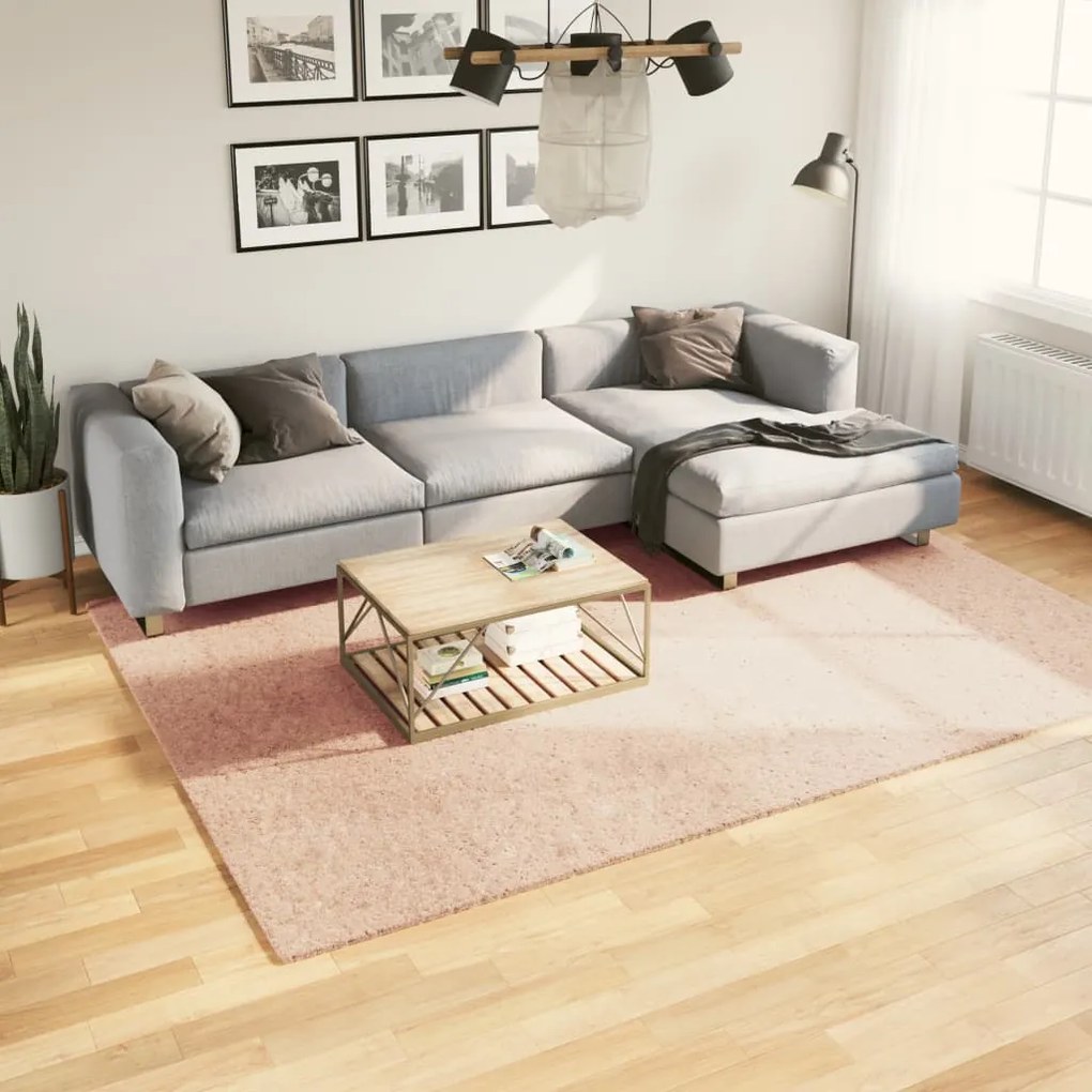 vidaXL Tapete pelo curto macio e lavável HUARTE 200x280 cm rosa-pálido