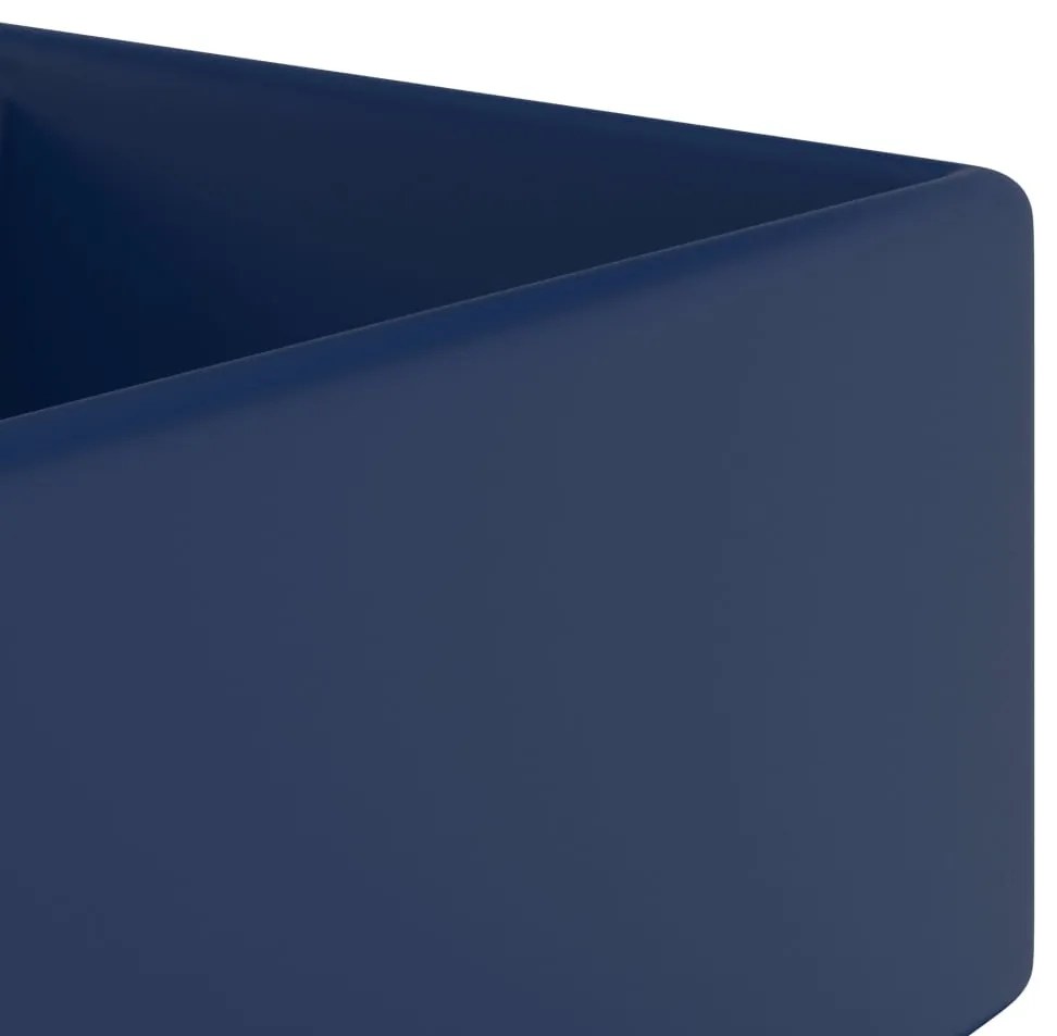Lavatório luxuoso quadrado 41x41 cm cerâmica azul-escuro mate