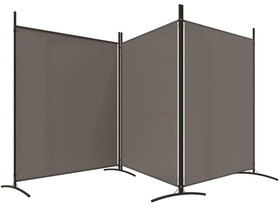Divisória de quarto com 3 painéis 525x180 cm tecido antracite