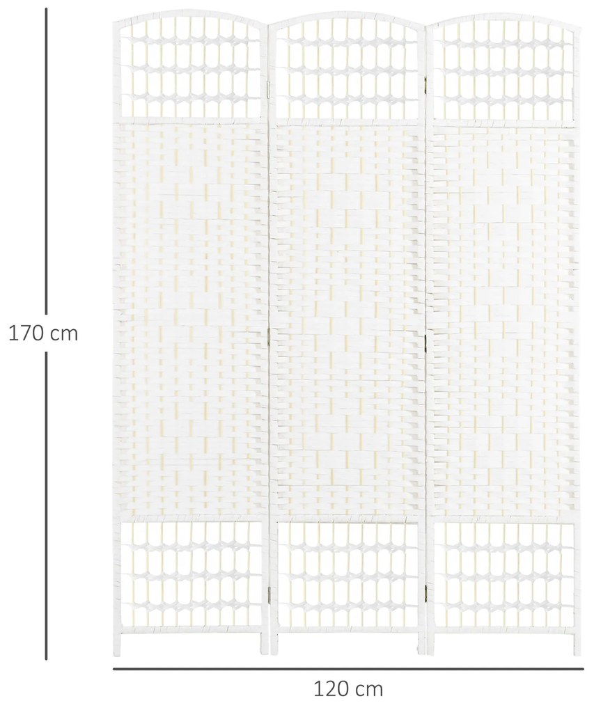 HOMCOM Biombo Separador de Ambientes de 3 Painéis 120x170 cm Divisória