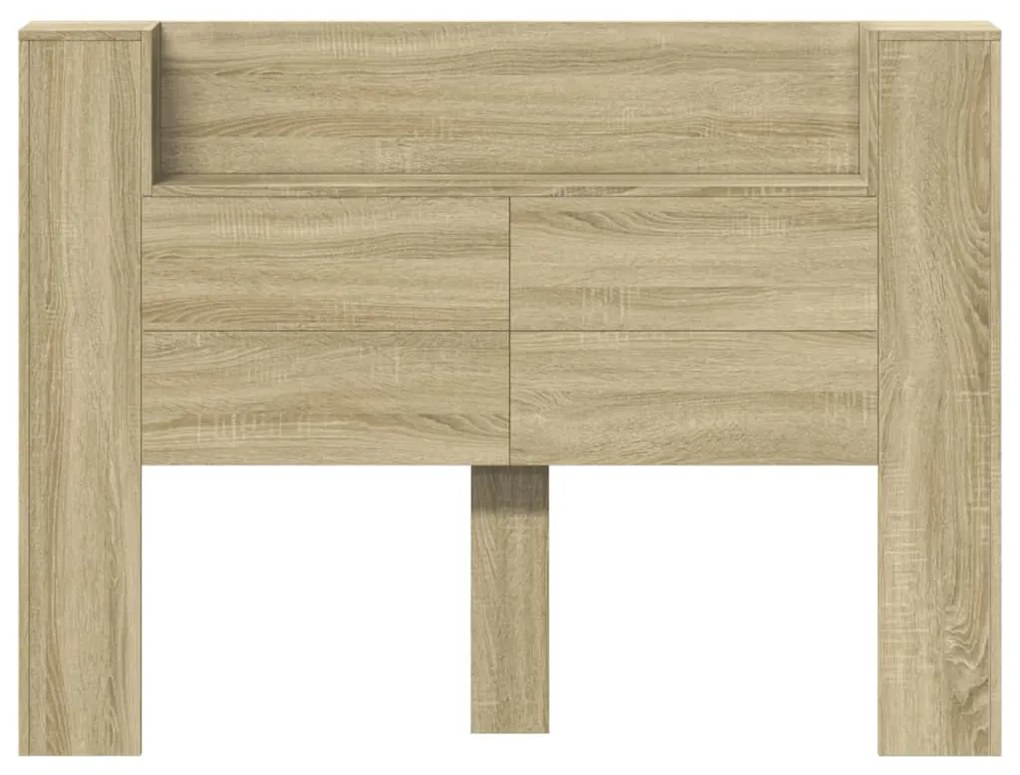 Armário cabeceira c/ luzes LED 140x16,5x103,5cm carvalho sonoma