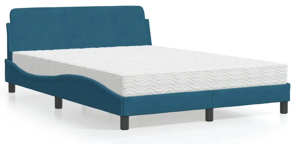vidaXL Cama com colchão Dover 140x190 cm veludo azul