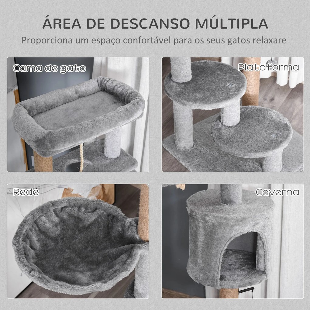 PawHut Arranhador para Gatos Altura 120 cm Torre para Gatos com Plataf