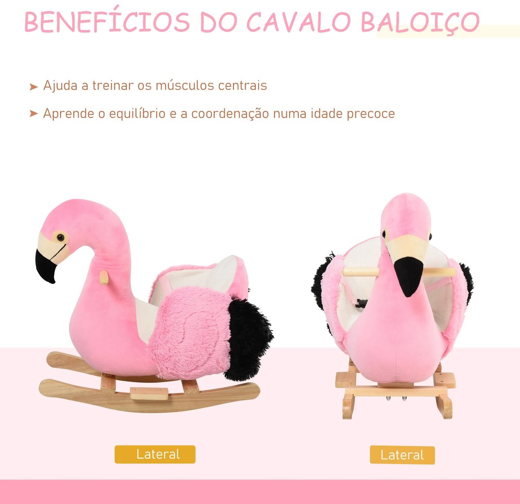 HOMCOM Baloiço de Flamingo para Crianças acima de 3 Anos Baloiço Infan