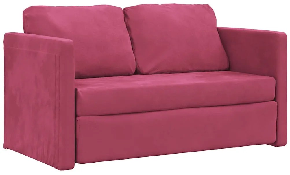 Sofá-cama sem pés 122x204x55 cm veludo vermelho tinto