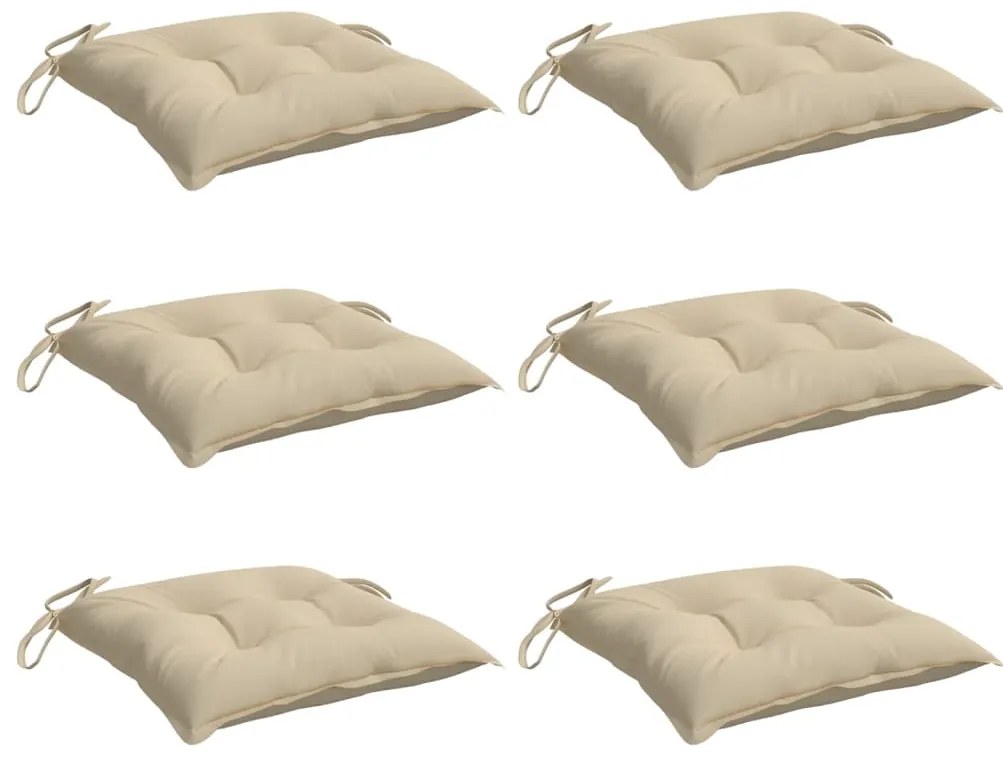 Almofadões de cadeira 6 pcs 40x40x7 cm tecido oxford bege
