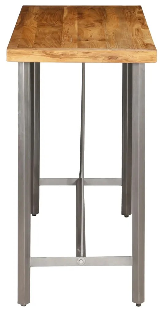 Mesa de bar em madeira de teca recuperada maciça 120x58x106 cm