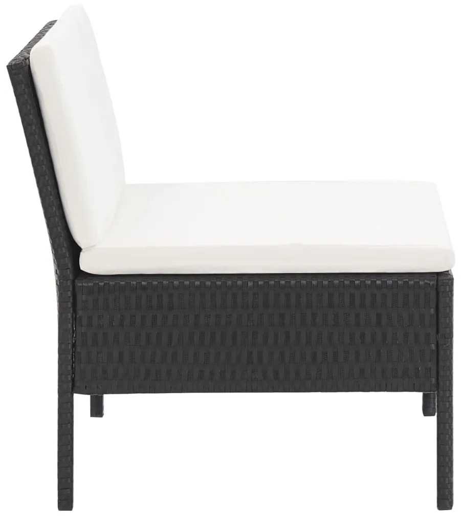 6 pcs conjunto lounge de jardim c/ almofadões vime PE preto