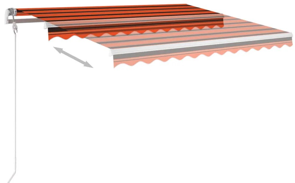 Toldo retrátil automático 300x250 cm laranja e castanho