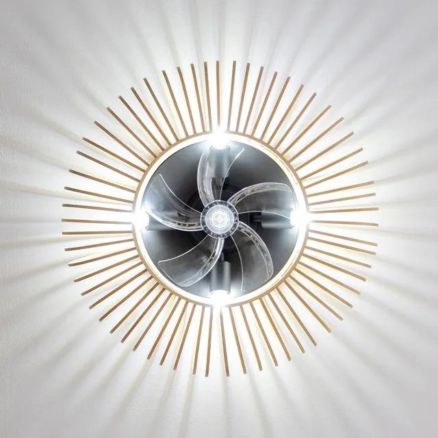 Ventoinha de teto EnergySilen LampAero 600 Natur WhiteWood  de design com motor DC, com uma potência de 20 W