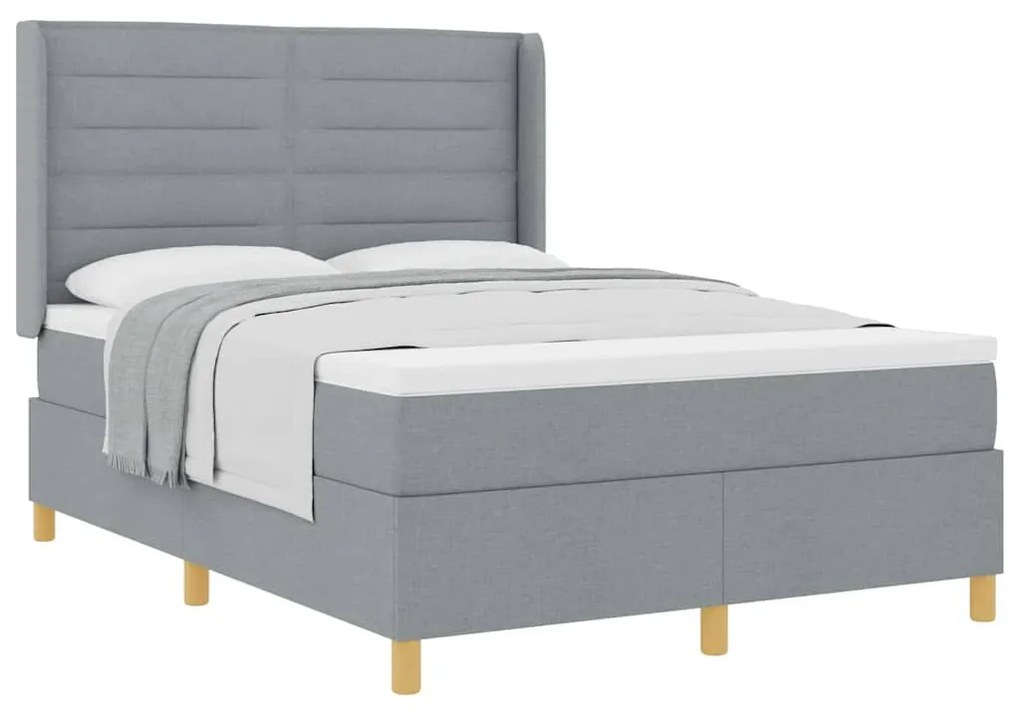 Cama Box com Colchão Cinza Claro 140x200 cm