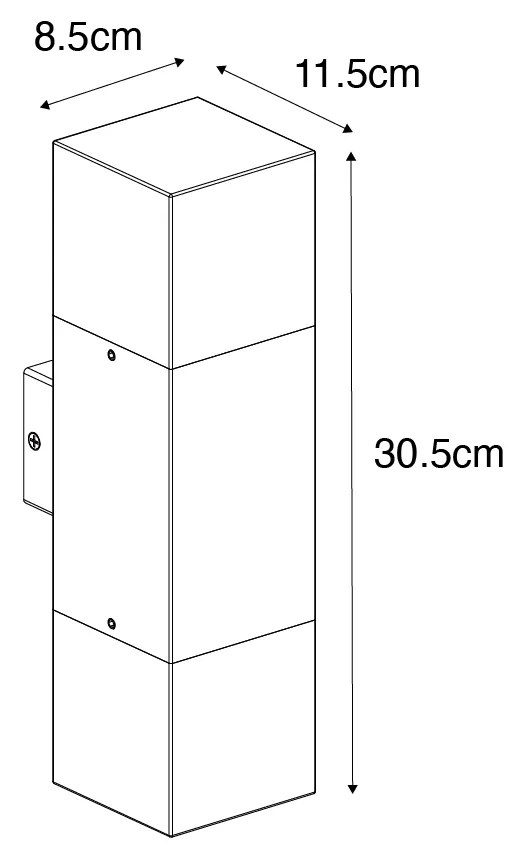 Candeeiro de parede exterior castanho ferrugem com abajur fumê 2 luzes IP44 - Denmark Industrial