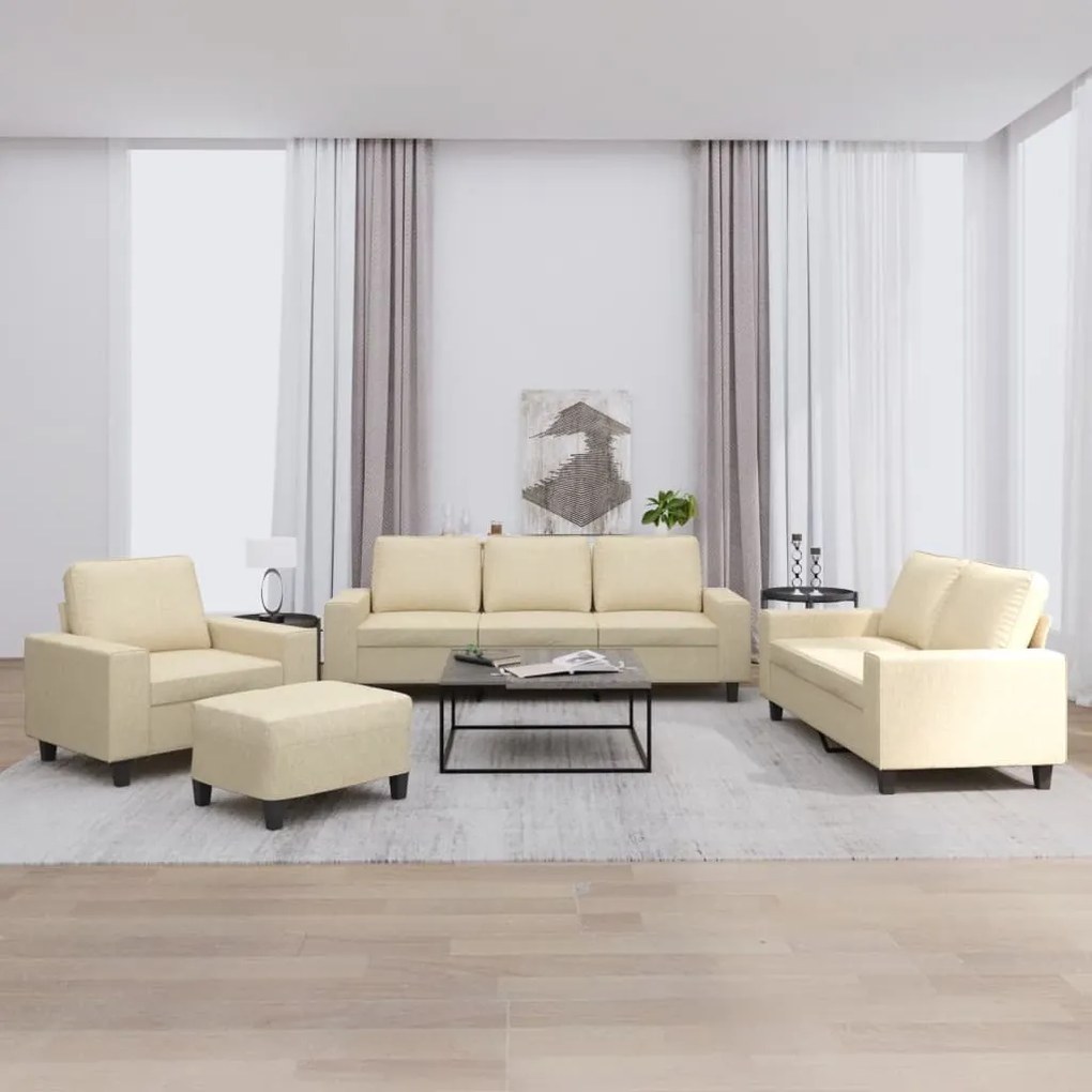 vidaXL 4 pcs conjunto de sofás tecido cor creme
