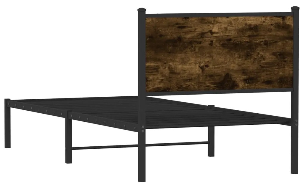 Estrutura de cama sem colchão 90x190 cm metal carvalho fumado