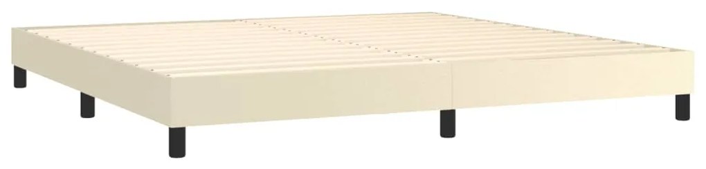 Estrutura de cama 200x200 cm couro artificial cor creme