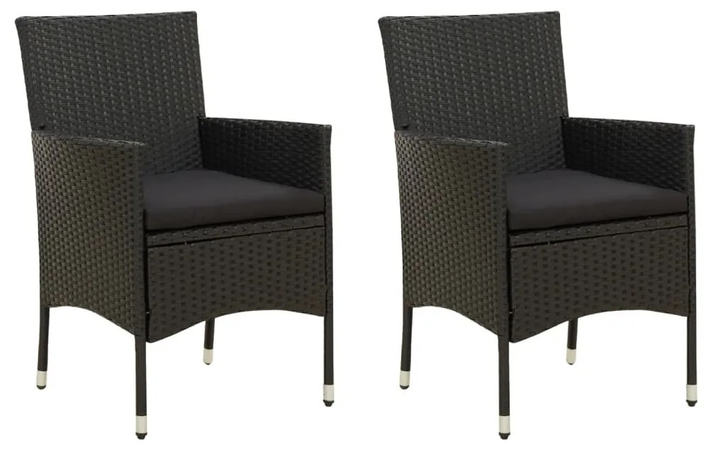 vidaXL Cadeiras de jardim com almofadões 2 pcs vime PE preto