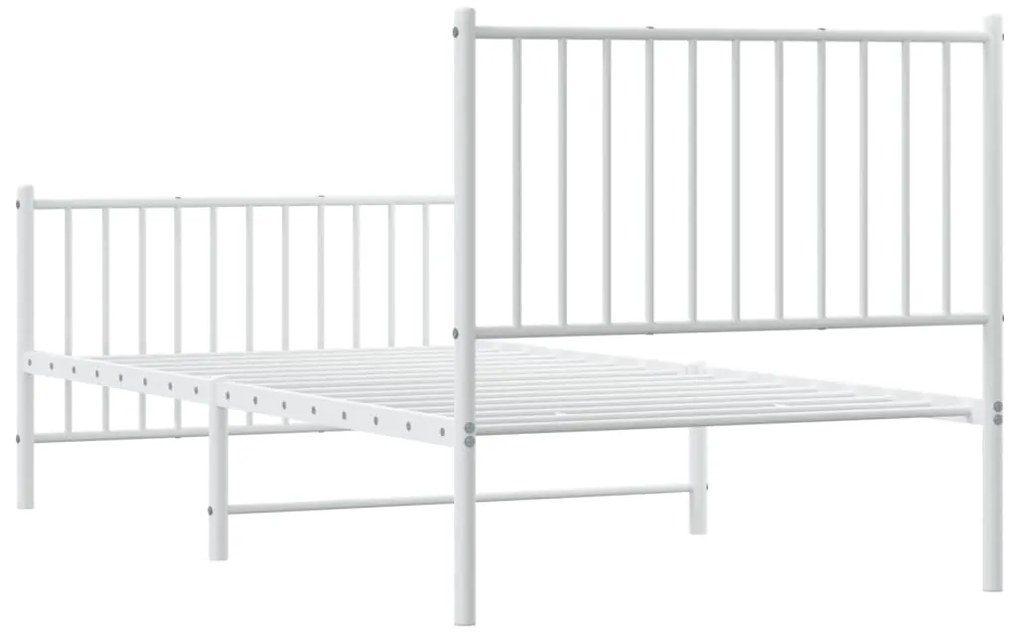 Estrutura de cama com cabeceira e pés 90x190 cm metal branco