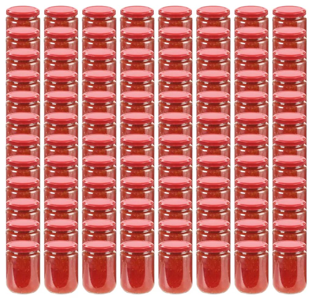 50801 vidaXL Frascos de vidro com tampas vermelhas 96 pcs 230 ml