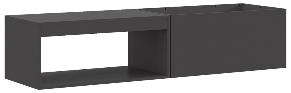 Fogueira vidaXL com Armazenamento de Lenha Preto 160x45x35 cm Aço