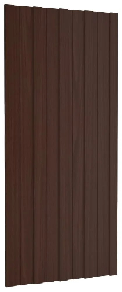 Painéis de telhado 12 pcs 100x45 cm aço galvanizado castanho