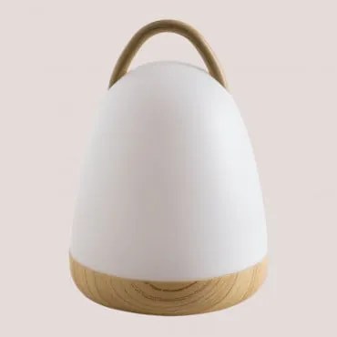 Candeeiro De Mesa Led Sem Fios Andrew Branco- Madeira Natural - Sklum