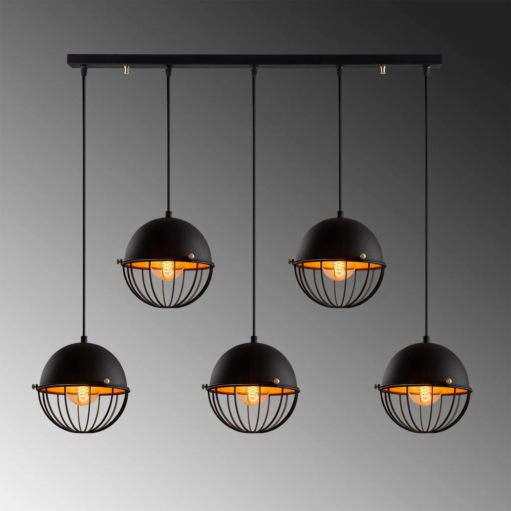 Chandelier Sivani Tel – Preto e Dourado – 90 x 20 cm