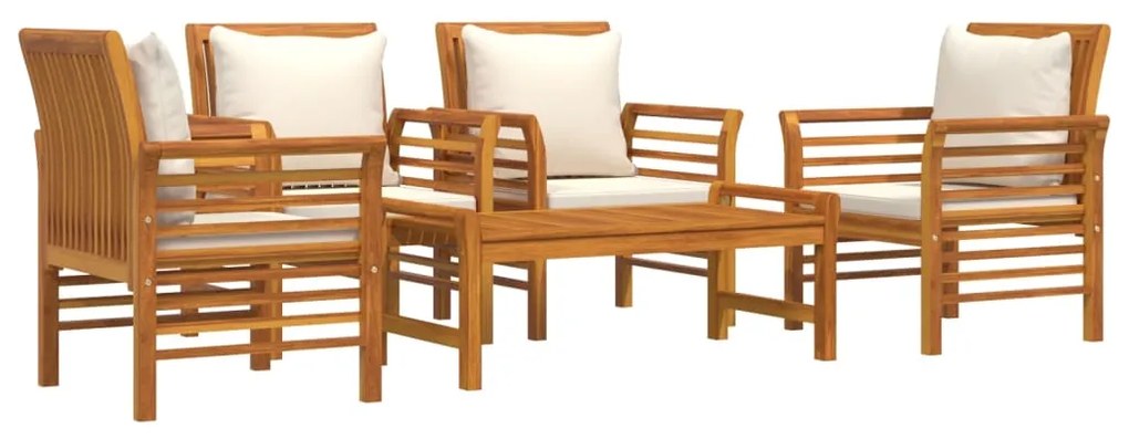 5 pcs conjunto lounge de jardim c/ almofadões acácia maciça