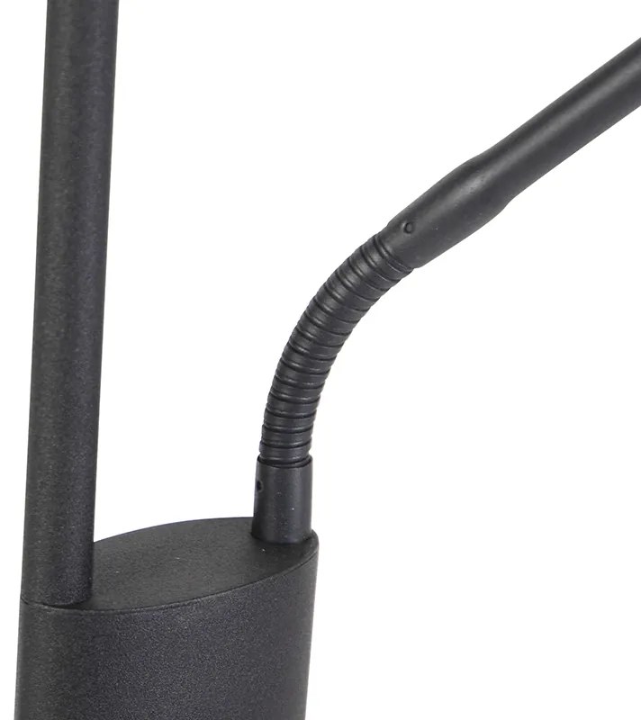 Candeeiro de pé moderno preto com LED e dimmer com luz de leitura - Jazzy Moderno