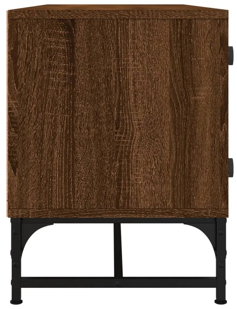 Móvel de TV c/ portas de vidro 102x37x50 cm carvalho castanho