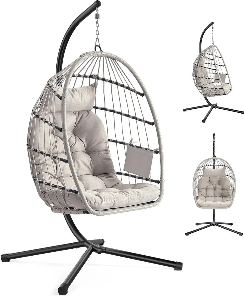 Cadeira suspensa com estrutura para um conforto relaxante