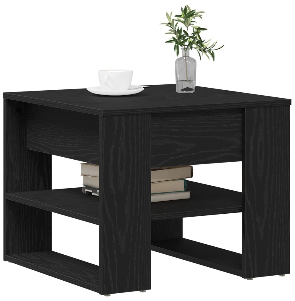 Mesa de Café de Carvalho Preto 55.5x55x45 cm Feita de Madeira Derivada