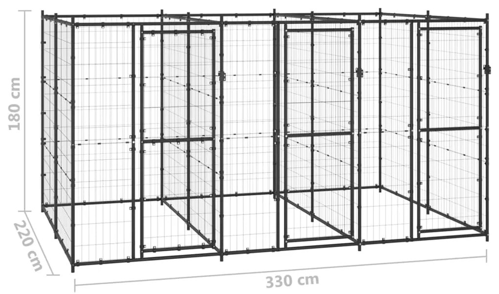 Canil de exterior 7,26 m² aço
