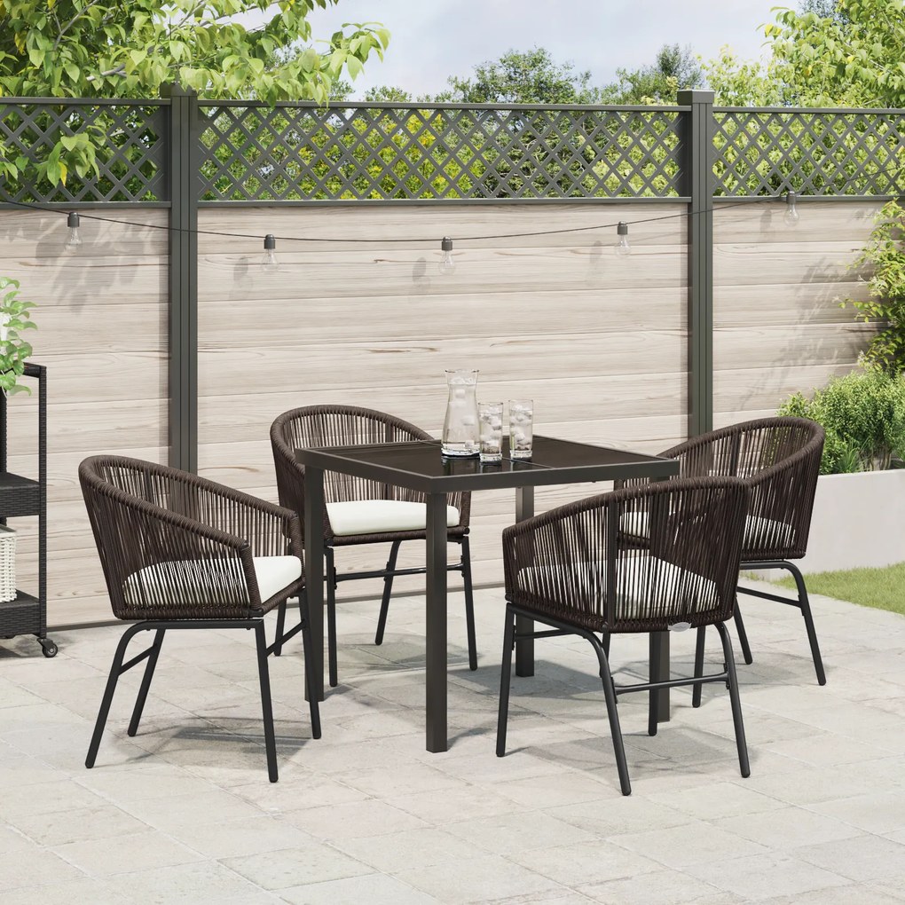 Conjunto de Jantar de Jardim com 5 Peças - Woven Rattan Marrom