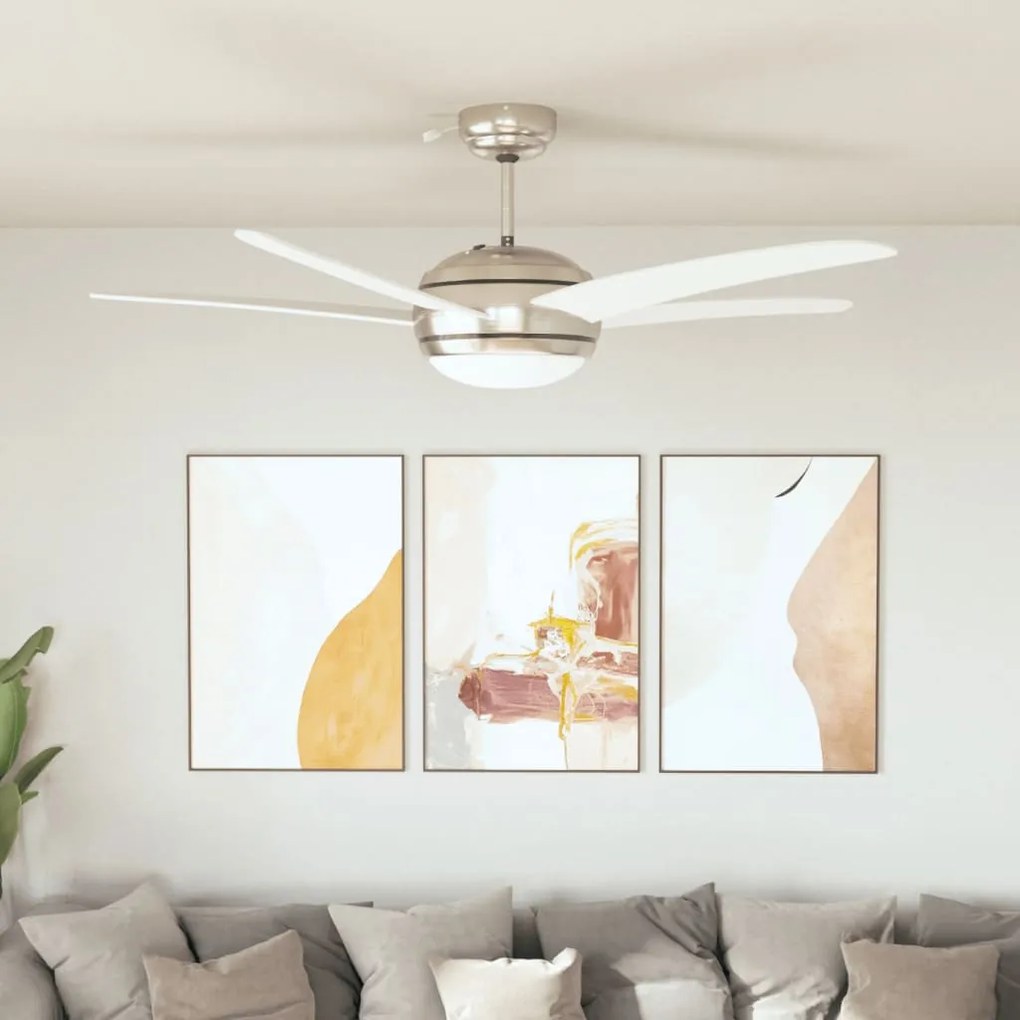 50538 vidaXL Ventoinha de teto com luz 128 cm branco
