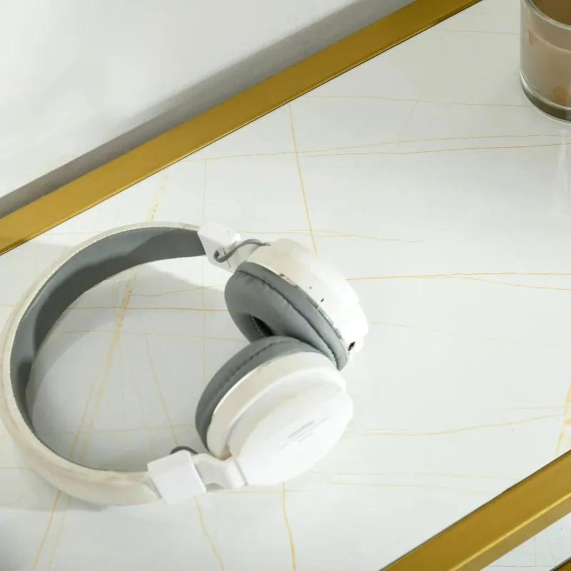 Consola de Entrada Mariana - Dourado e Branco - Design Moderno