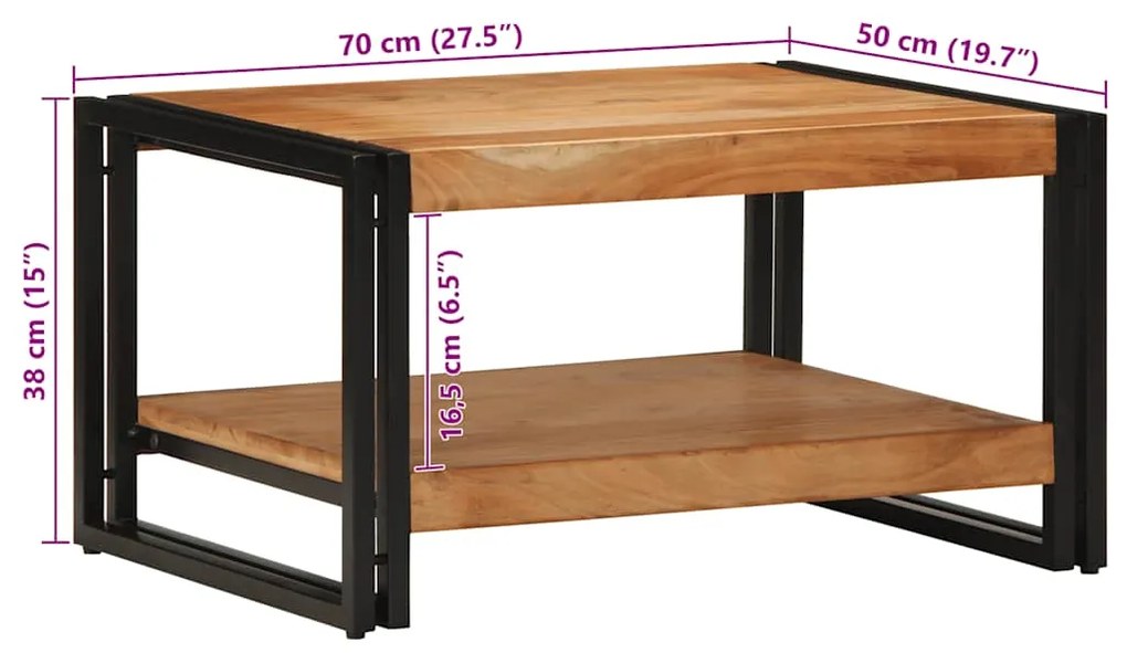 Mesa de centro 70x50x38 cm madeira de acácia maciça