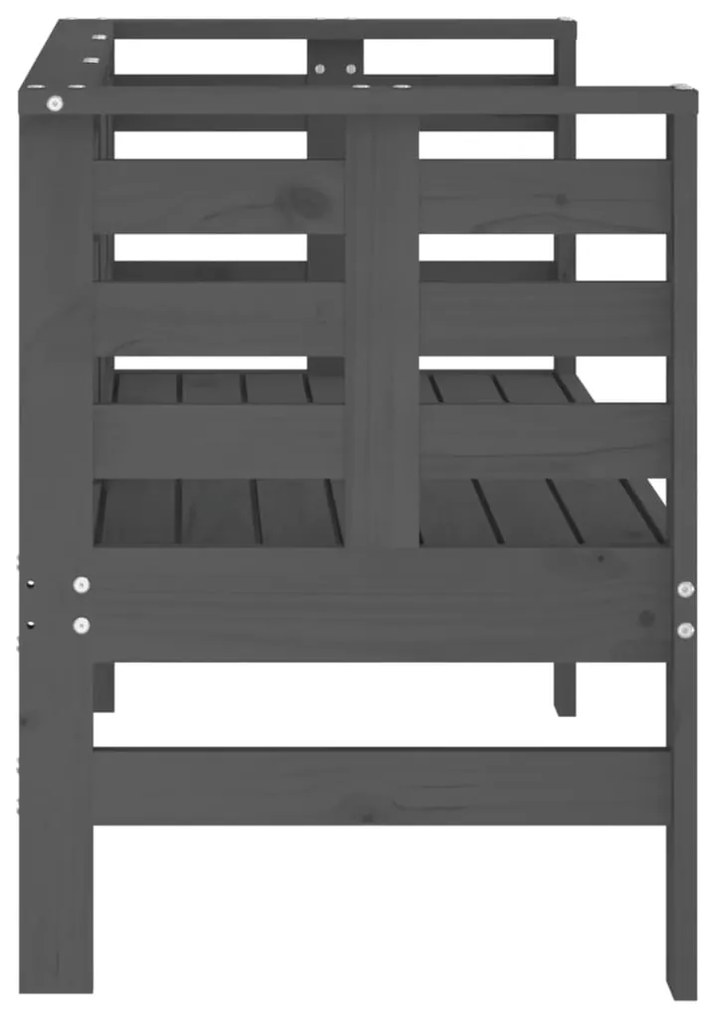Banco de jardim 111,5x53x71 cm madeira de pinho maciça cinzento