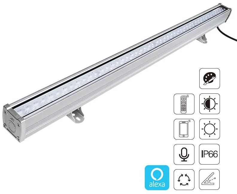 Projetor LED linear 48W RGB+CCT, 220V, RF, Alexa, SYNC. 1m, RGB + Dual Branco Regulável