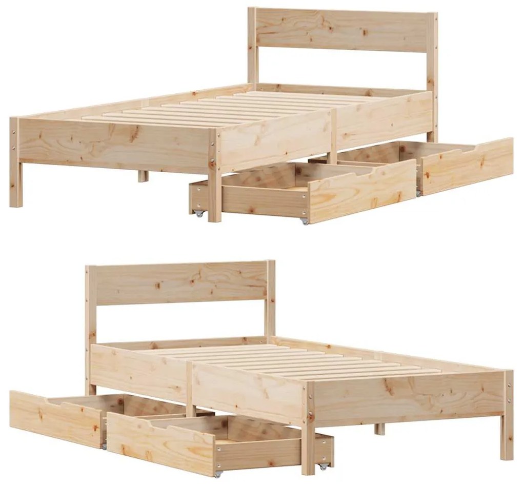 Cama sem colchão 90x190 cm madeira de pinho maciça