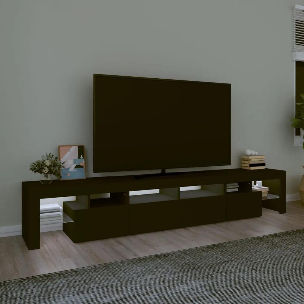 Móvel de TV com luzes LED 230x36,5x40 cm preto
