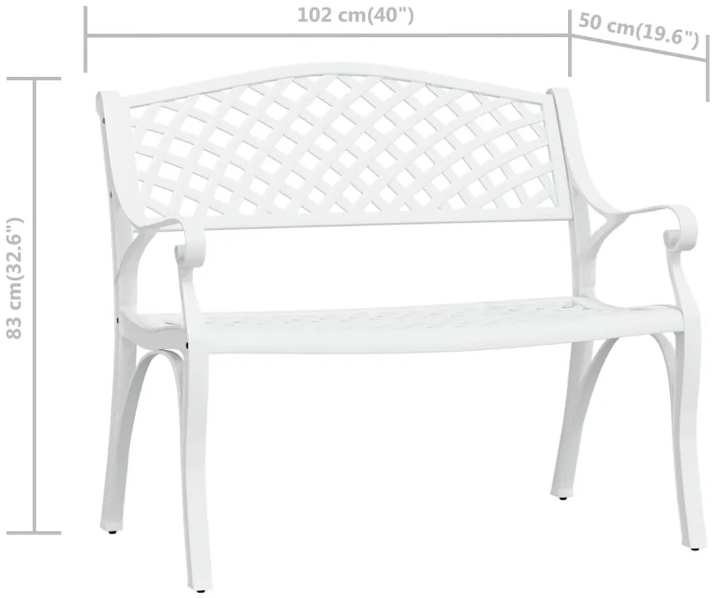 Banco de jardim 102 cm alumínio fundido branco