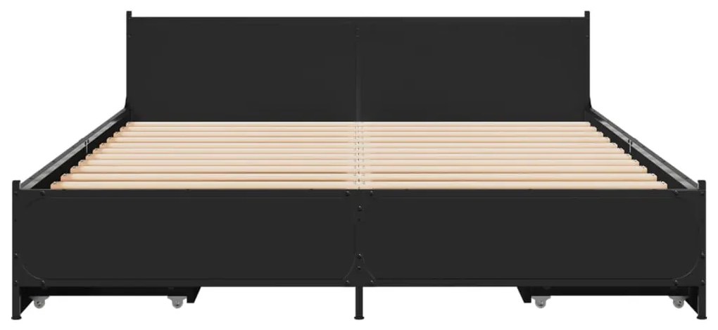 Estrutura de cama c/ gavetas 140x200 cm derivados madeira preto