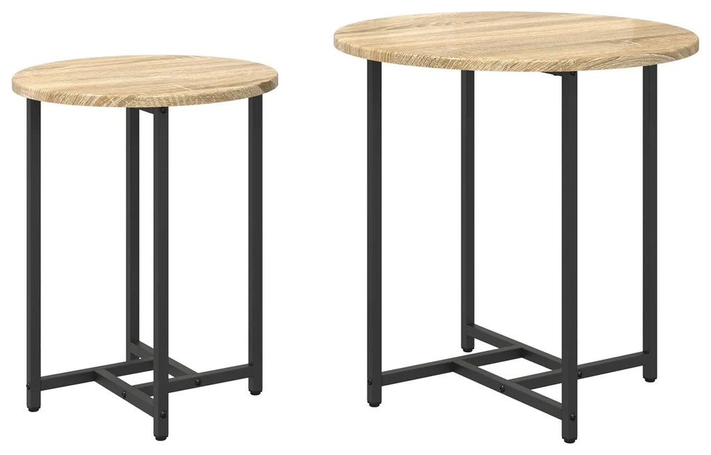Mesa de Apoio vidaXL 2 pcs Madeira de Carvalho Sonoma e Metal