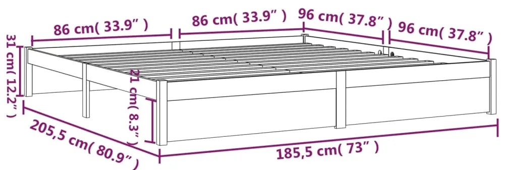 Estrutura de cama super king 180x200 cm madeira maciça