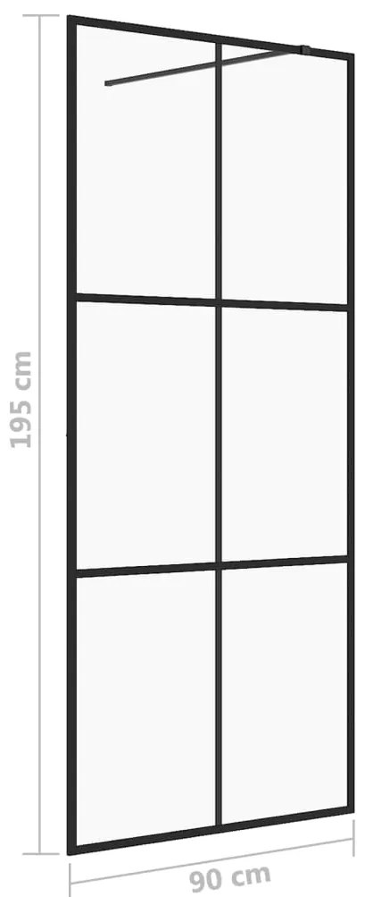 Divisória de chuveiro c/ vidro transparente ESG 90x195 cm preto