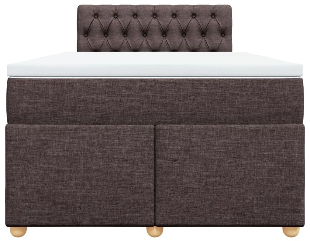 Cama boxspring com colchão 120x190 cm tecido castanho-escuro