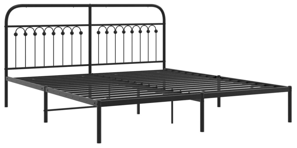 Estrutura de cama com cabeceira 183x203 cm metal preto