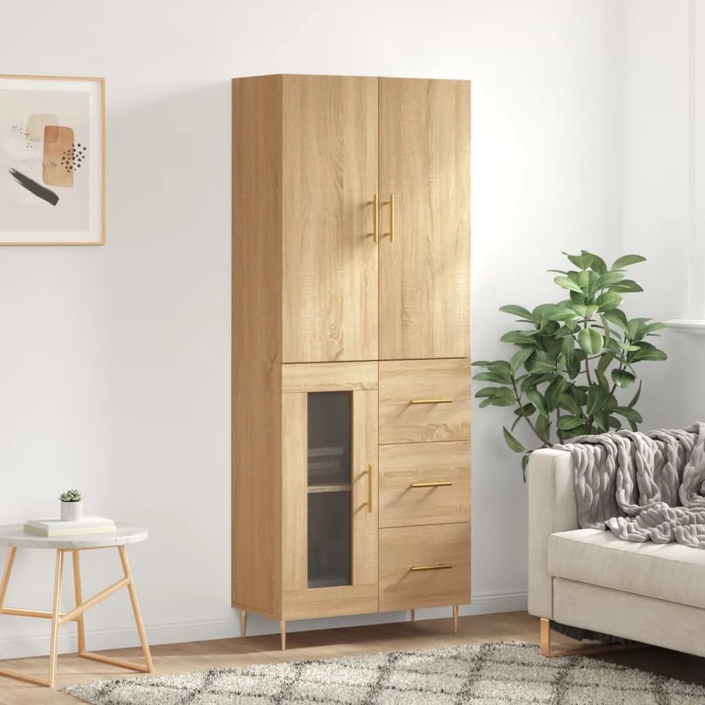 vidaXL Armário alto 69,5x34x180 cm derivados de madeira cor sonoma