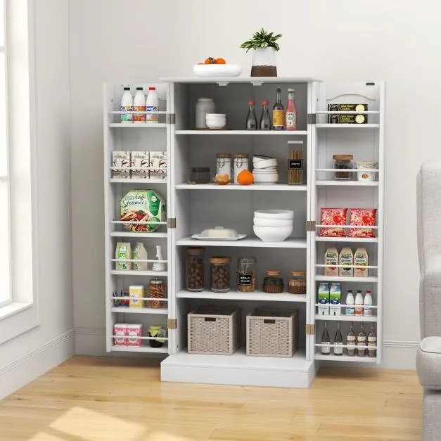 Armario Despensa com 2 portas e 16 moderno para sala de jantar 60 x 40 x 120 cm Branco