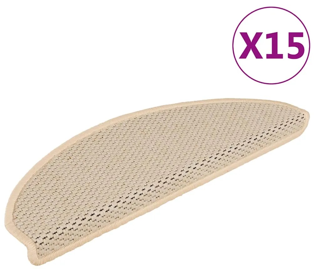 Tapetes escada adesivos aspeto sisal 15 pcs 65x21x4 cm berbere